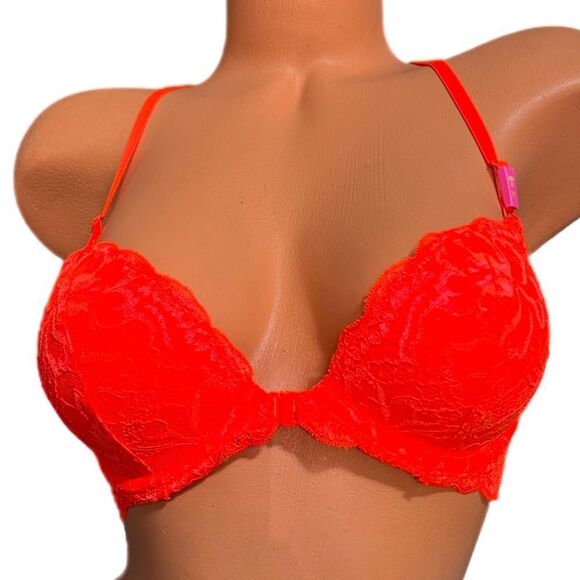 Victoria’s Secret Pink Date Push Up Padded racerback front closure bra orange - Picture 1 of 6